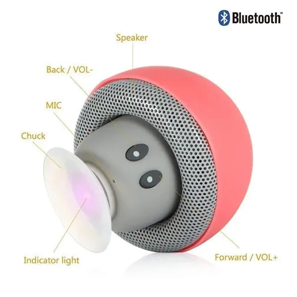 Silicone Bluetooth Speaker with Sucker Phone Stand Mushroom