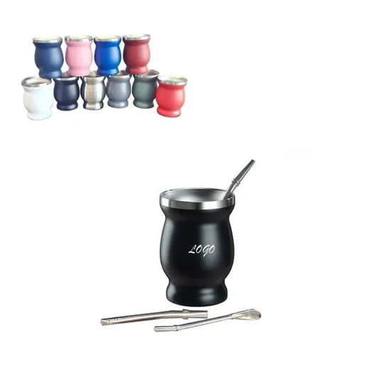Creative Stainless Steel Mate Cup with Straw and Brush