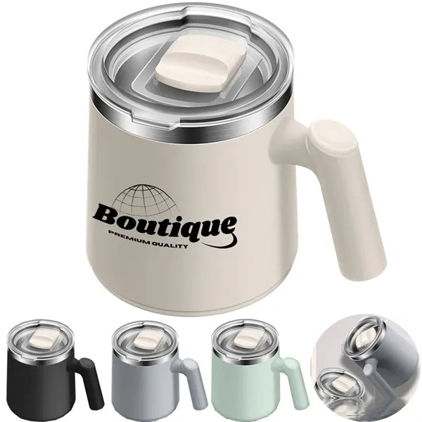 13Oz. Insulated Mug W/ Handle and Transparent Sliding Lid