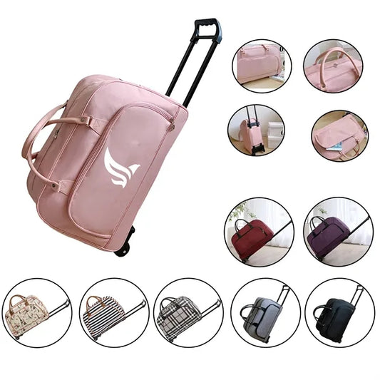 Large Capacity Waterproof Folding Travel Tote Bag with Rolle