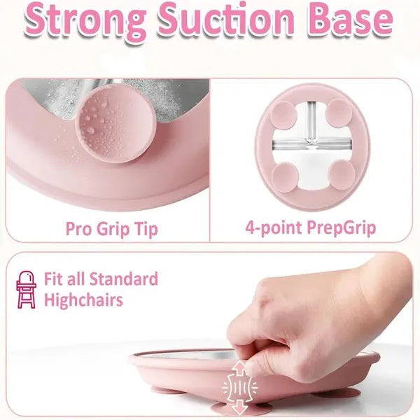 Toddler Plates with Removable Silicone Sleeves for Kids
