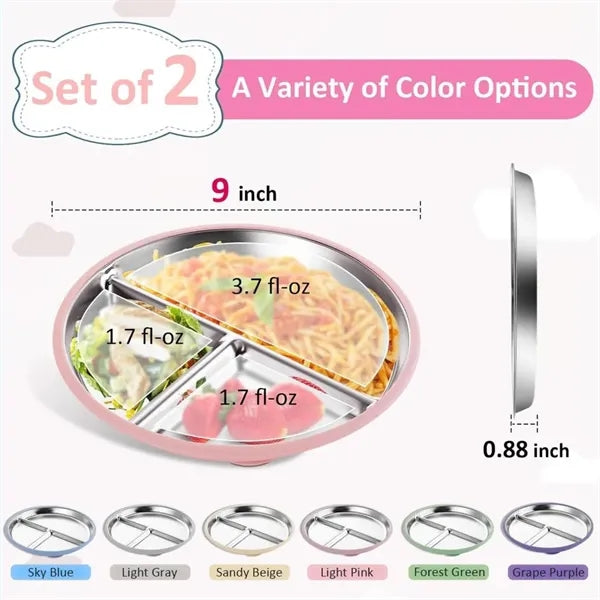 Toddler Plates with Removable Silicone Sleeves for Kids