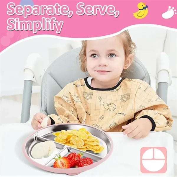 Toddler Plates with Removable Silicone Sleeves for Kids