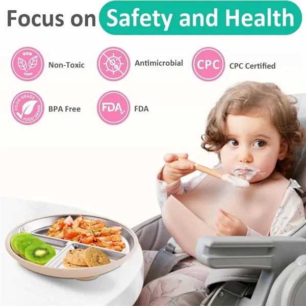 Toddler Plates with Removable Silicone Sleeves for Kids