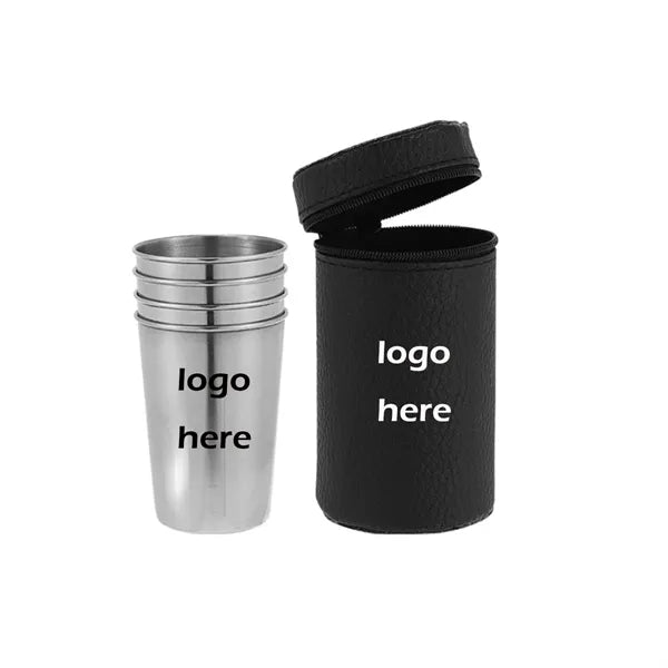 Stainless Steel Cup Set with PU Case
