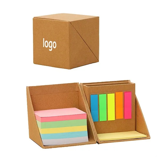 Cube-Shaped Boxed Sticky Notes With Stationery Compartment