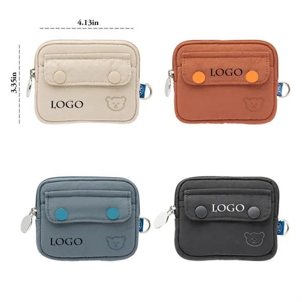 Solid Color Nylon-Polyester Zipper Pouch