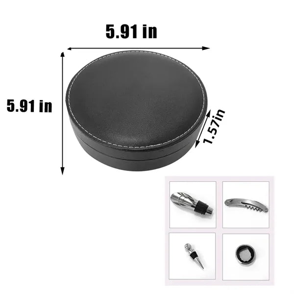 Business Round Leather Wine Opener Set