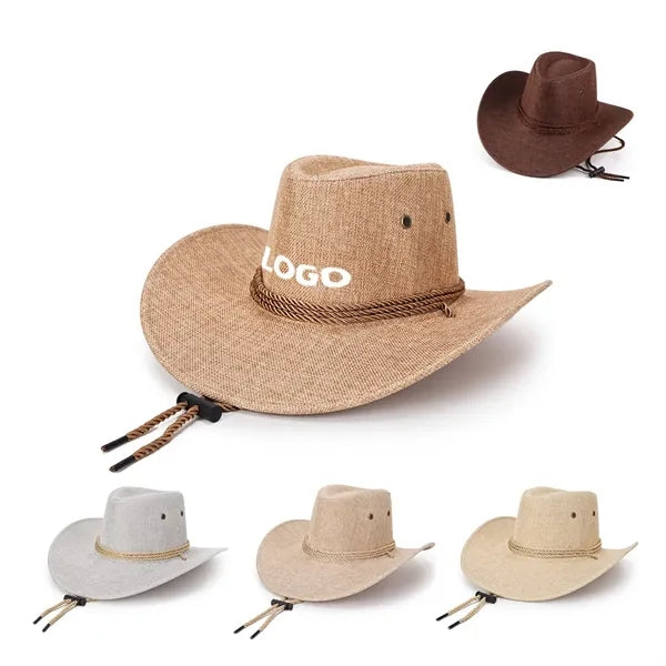 Lightweight Faux Linen Western Cowboy Hat