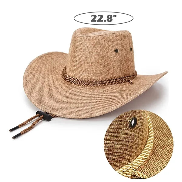 Lightweight Faux Linen Western Cowboy Hat