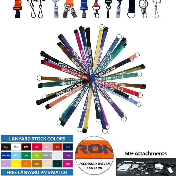 1/2" Polyester Lanyard - 3 Color Woven Jacquard