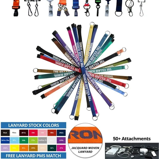 1/2" Polyester Lanyard - 3 Color Woven Jacquard