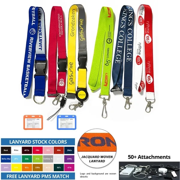5/8" Polyester Lanyard - 3 Color Woven Jacquard