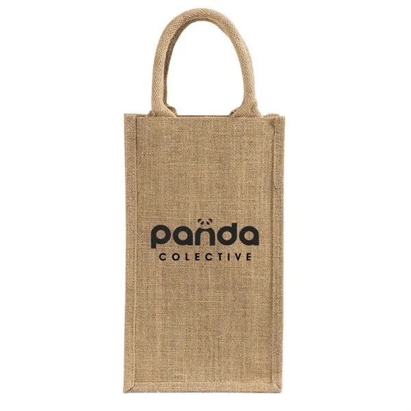 Crest Jute Double Wine Tote Bag
