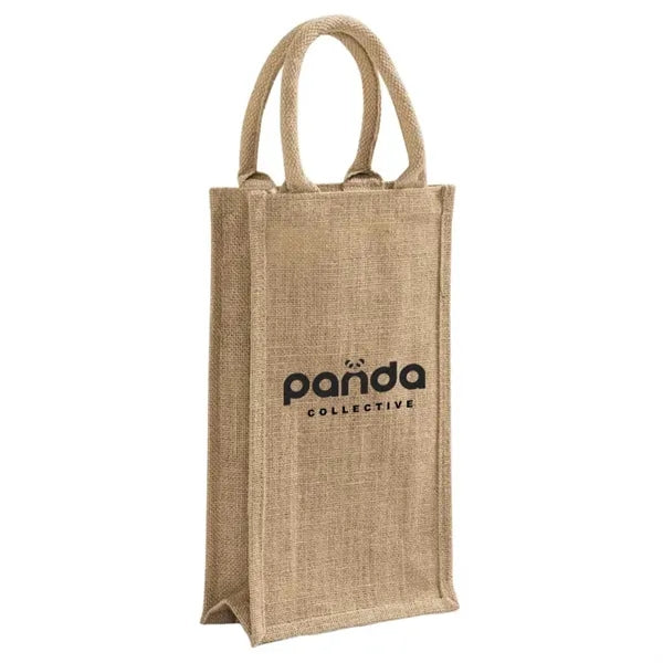 Crest Jute Double Wine Tote Bag