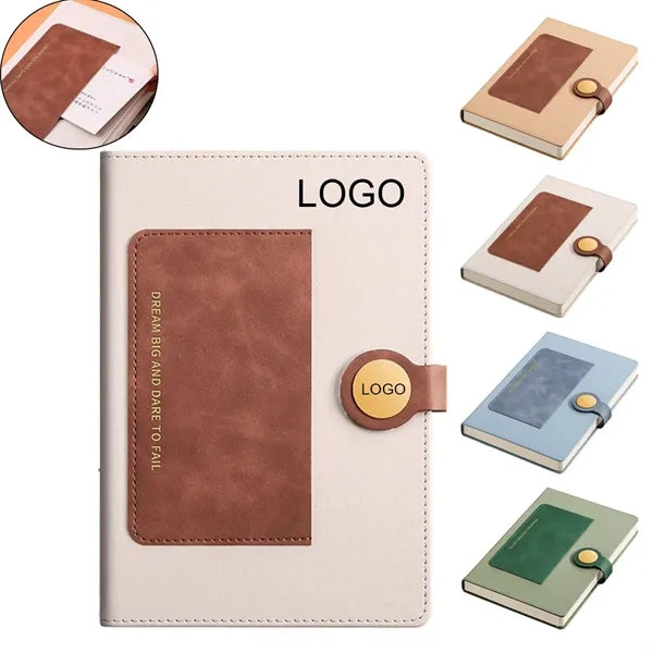 A5 Buckle Pu Leather Notebook With Pocket