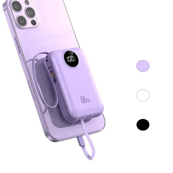 Fast Charging 66W Power Bank With Built-In Cable