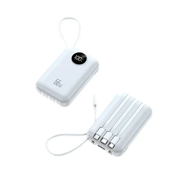 Fast Charging 66W Power Bank With Built-In Cable