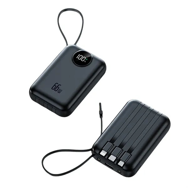 Fast Charging 66W Power Bank With Built-In Cable