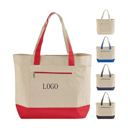 Durable Cotton Canvas Tote Bag With Zipper