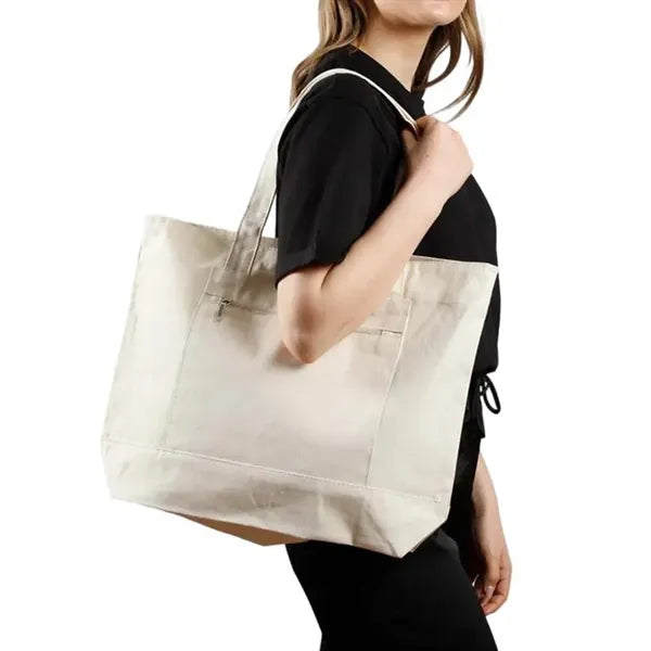 Durable Cotton Canvas Tote Bag With Zipper