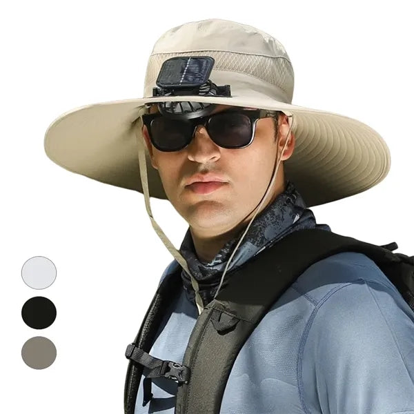 Sun Hat With Solar Powered Rechargeable Fan