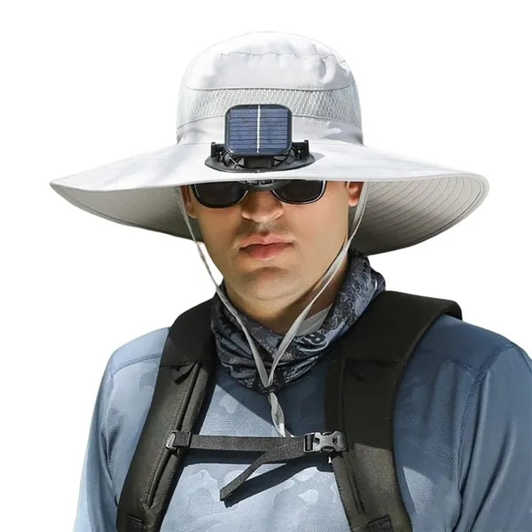 Sun Hat With Solar Powered Rechargeable Fan