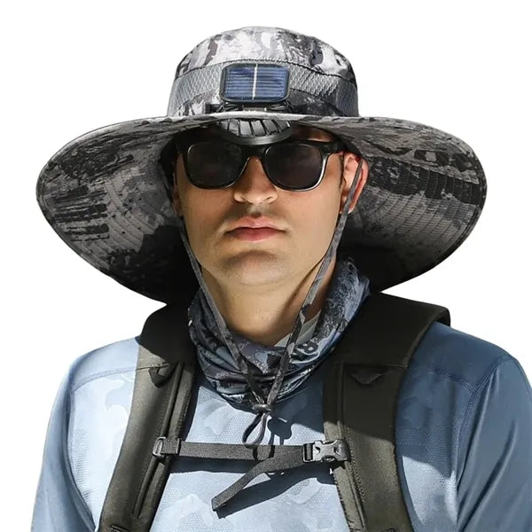 Sun Hat With Solar Powered Rechargeable Fan
