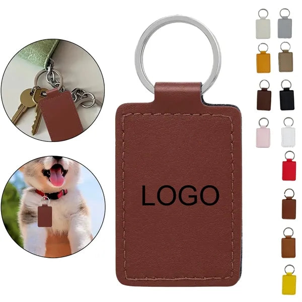 Rectangular Pu Leather Keychain