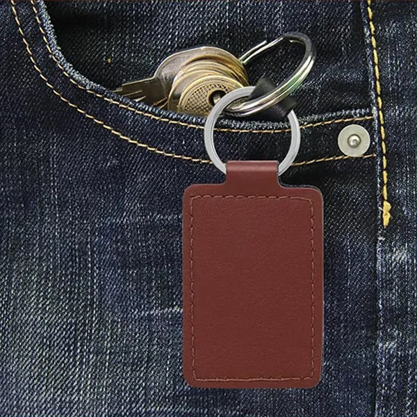 Rectangular Pu Leather Keychain