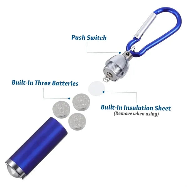 Mini Flashlight with Carabiner Aluminum Alloy Camping Torch