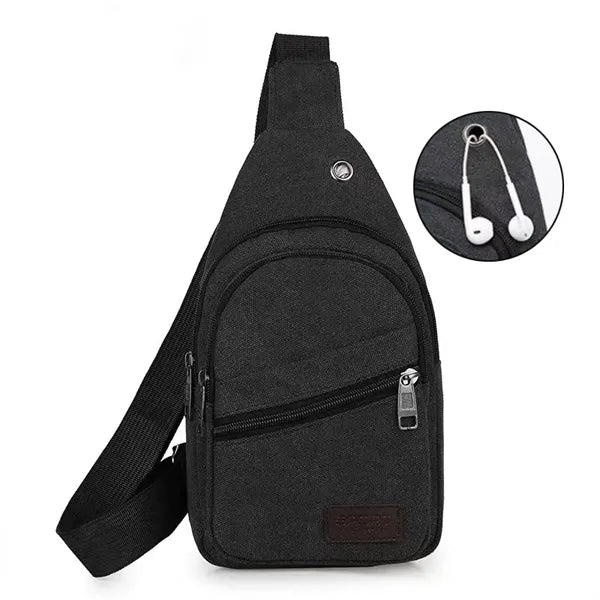 Canvas Sling Large Capacity Crossbody Chest Bag with Ear