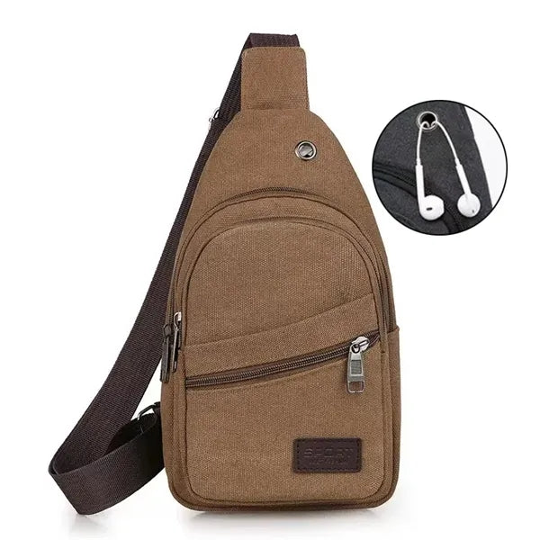 Canvas Sling Large Capacity Crossbody Chest Bag with Ear