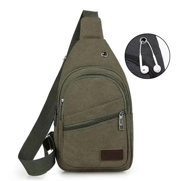 Canvas Sling Large Capacity Crossbody Chest Bag with Ear