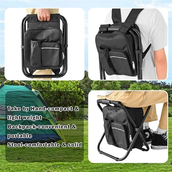 Camping Folding Chair with Cooler Backpack