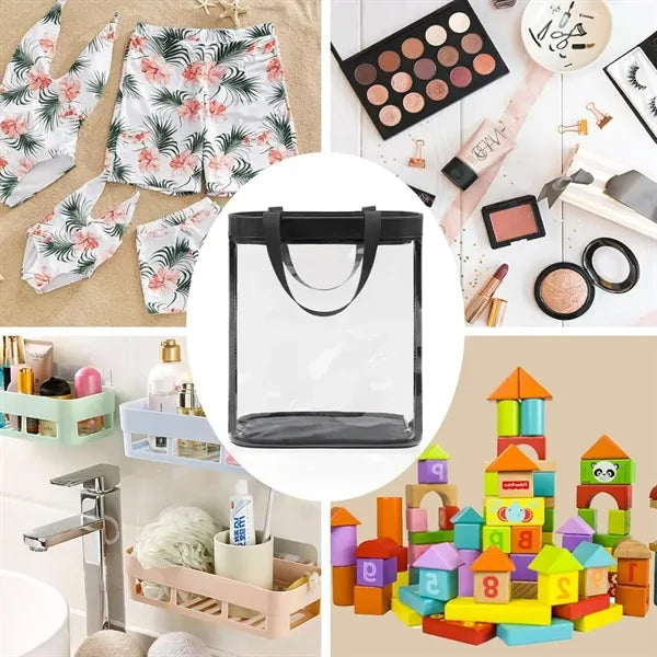 Clear Waterproof Toiletry Bag with Handle and Flap Cover