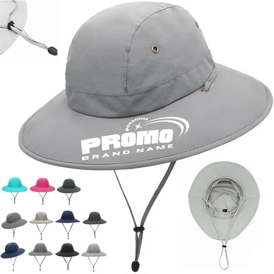 Wide Brim Sun Protection Bucket Hat w/ Adjustable Chin Strap
