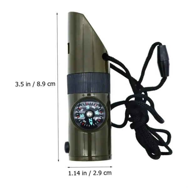 Multi-Functional Survival Whistle with Compass and LED Light