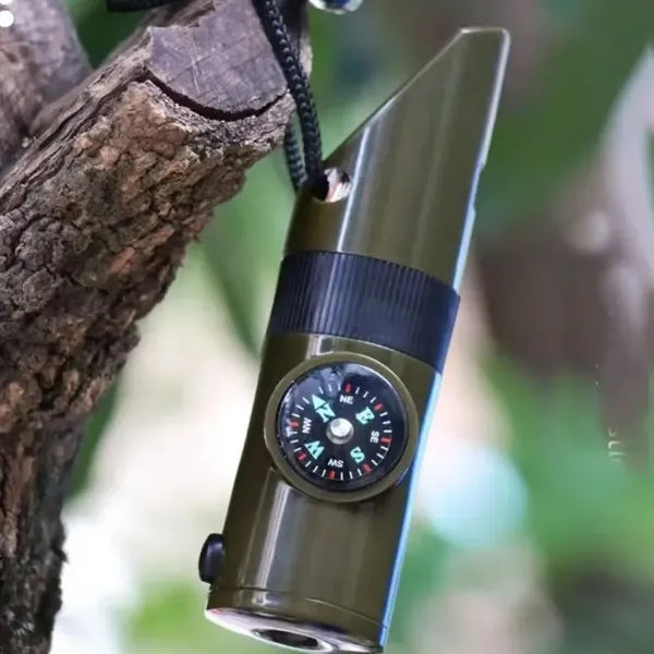 Multi-Functional Survival Whistle with Compass and LED Light