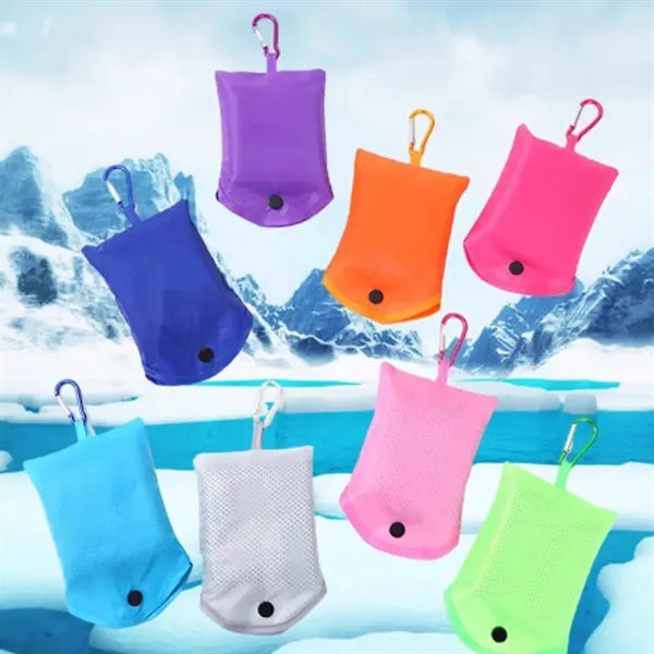 Quick Dry Cooling Towel w/ Carabiner Pouch for Outdoor.