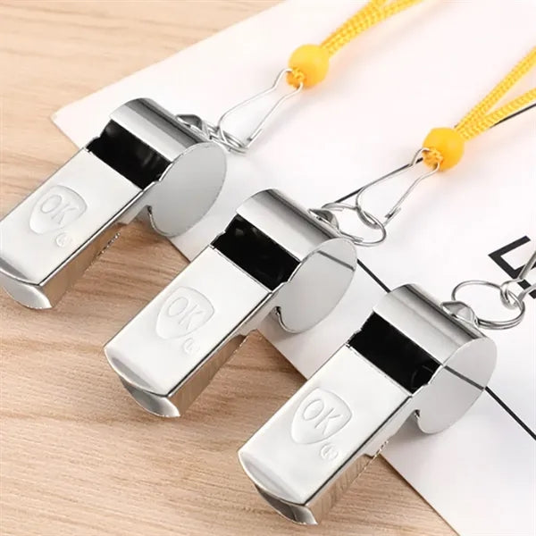Stainless Steel Whistle with Lanyard for Sports & Emergency