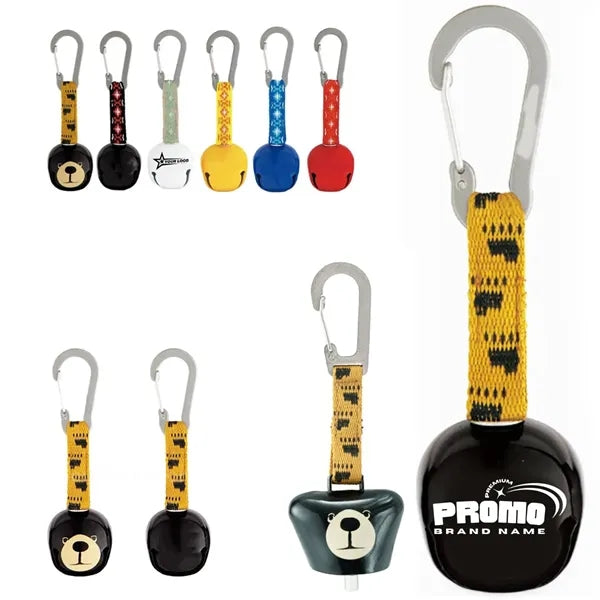 Retractable Bell with Carabiner & Rope for Hiking, Safety.