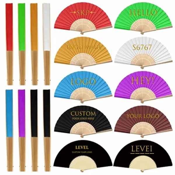 8" Foldable Gold-embossed Paper Fan