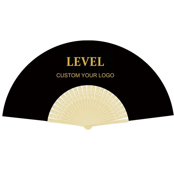 8" Foldable Gold-embossed Paper Fan