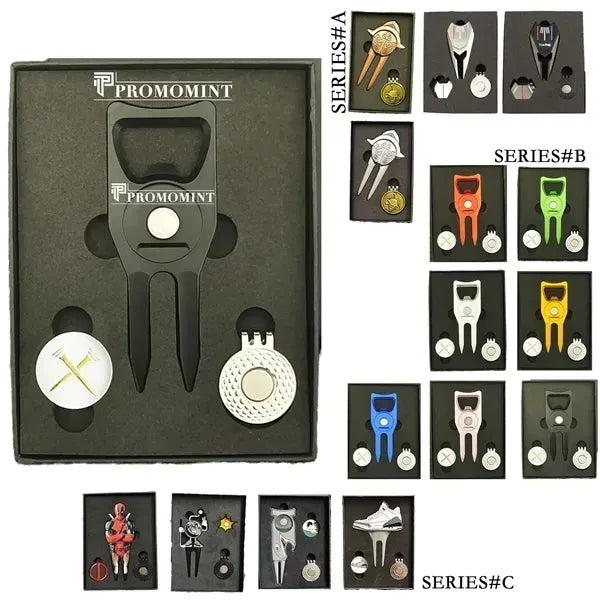 3-in-1 Golf Fork Cap Clip Ball Marker Gift Set