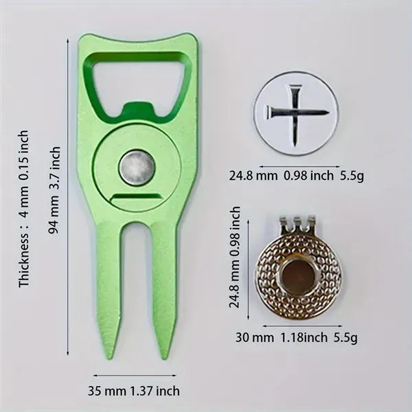3-in-1 Golf Fork Cap Clip Ball Marker Gift Set