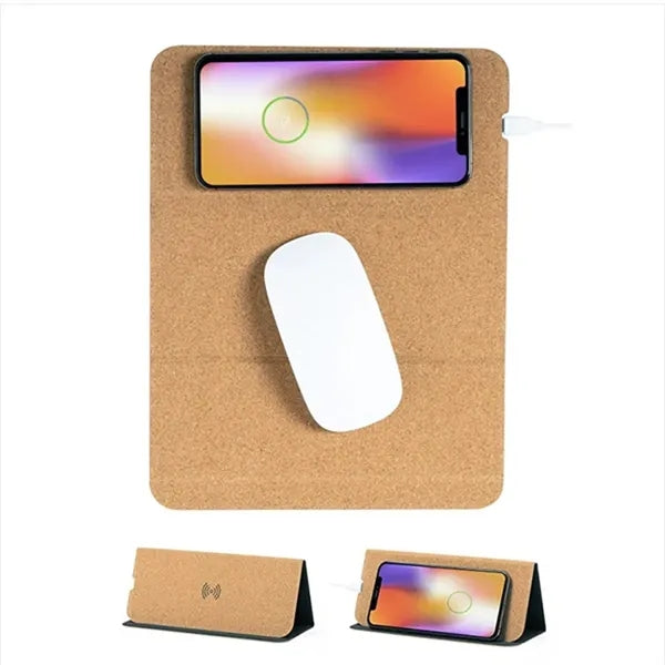 Pu Leather Cell Phone Holder Mouse Pad Wireless Charging