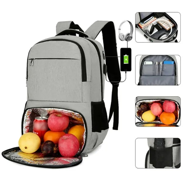 Insulated Laptop Backpack W/ Cooler USB Port Headphone Jack