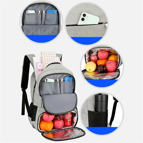 Insulated Laptop Backpack W/ Cooler USB Port Headphone Jack
