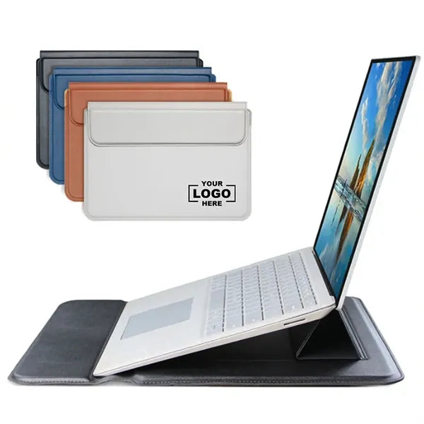 Multi-Function PU Leather Laptop Sleeve with Stand